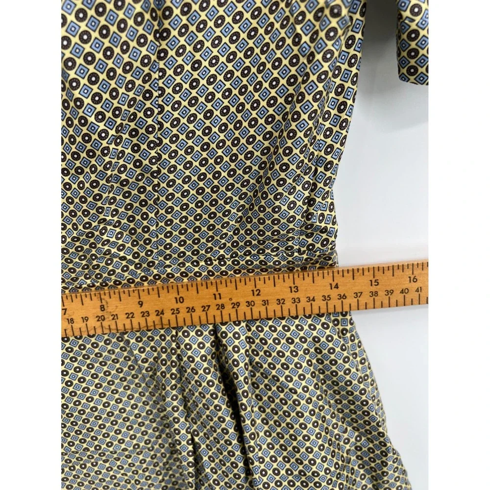 Michael Kors Collection Silk Shirt Dress Geometric Print Made in Italy Yellow 4